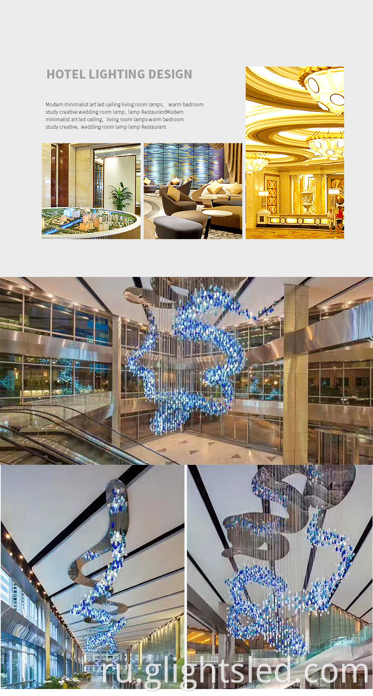 Plexiglass Custom Hotel Lobby Большой подвесной подвесной ламп